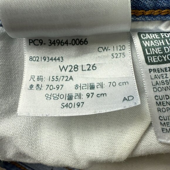 Levi's Wedgie Straight Button Fly Jeans Sz 28 Big E Distressed Raw Hem Cropped - Picture 13 of 13